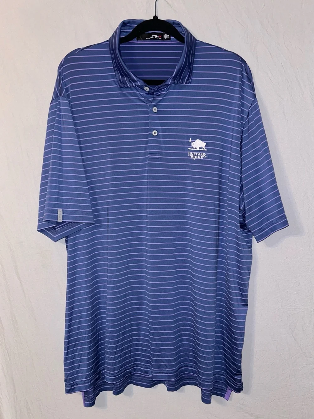 RLX Ralph Lauren Polo Purple Stripe Shirt Moisture Wicking Golf Buffalo Ridge 2X